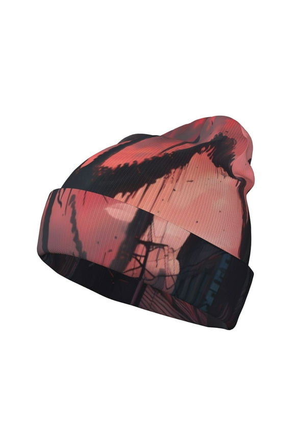 Giant Monster Over City Winter Beanie for Men Women Beanie Knit Hat Cuffed Cap Beanie Knit Chunky Snow Cap