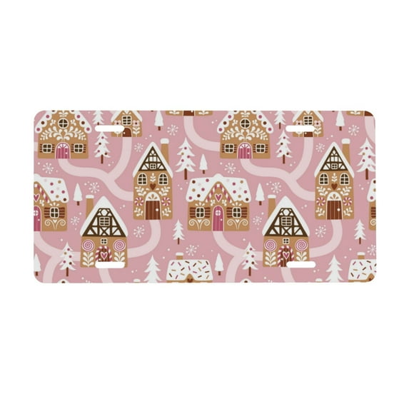 Kdxio Gingerbread Houses Pink Wonderland License Plate Car Front License Plate Car Decoration Car Accessories Front Tag Plate Standard Size