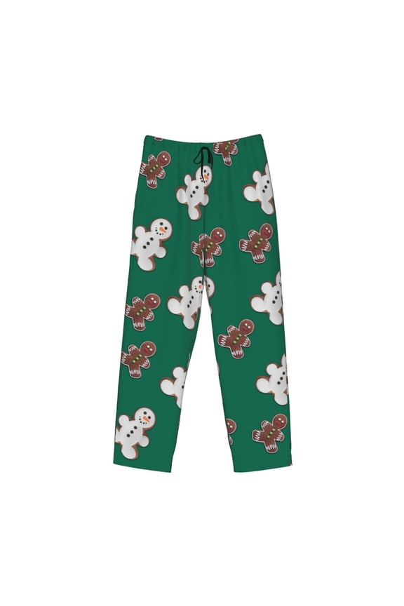 Gingerbread Snowman Cookies Print Men's Sleep Pajama Pant Lounge Pants with Pockets
