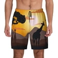 thumbnail image 1 of Kdxio Giraffes Of The African Savannah Print Men's Swim Trunks with Compression Liner 7 Inch Inseam Quick Dry Swim Shorts, 1 of 5