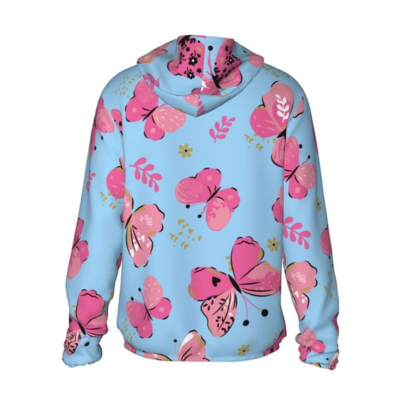Kdxio Girl Butterfly Print Women Men Sun Protection UPF 50+ Jackets Zip Up Long Sleeve Hoodie Hiking Lightweight with Pockets