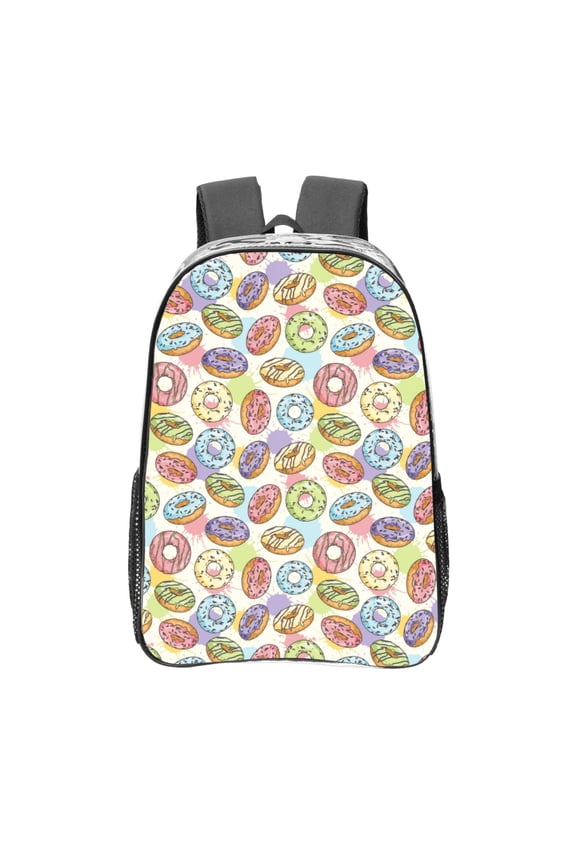 Glazed Donuts Clear Backpack, Transparent Bookbag for School for Women Men, Capacity Clear Bag for College, Travel