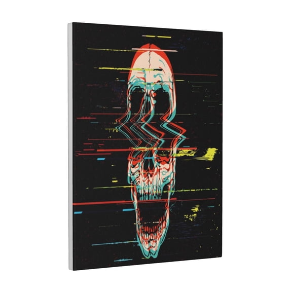 Kdxio Glitch Screaming Skull Pattern Canvas Wall Art 12x16 Inches - Waterproof HD Print Solid Wood Frame for Living Room & Bathroom,Vertical