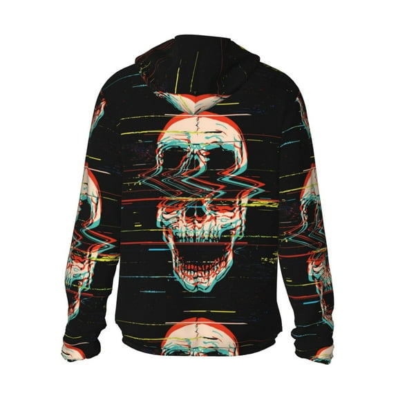 Kdxio Glitch Screaming Skull Print Women Men Sun Protection UPF 50+ Jackets Zip Up Long Sleeve Hoodie Hiking Lightweight with Pockets