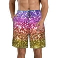 thumbnail image 1 of Kdxio Glitter Rainbow Pattern Mens Casual Shorts - Drawstring Summer Beach Sports Shorts for Men, 1 of 9