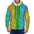 thumbnail image 1 of Kdxio Glitter Rainbow Print Men Hoodies Casual Hoodies for Men with Zip Pockets Full Zip Long Sleeve Sweatshirt Sports Hooded Jacket-X-Large, 1 of 5
