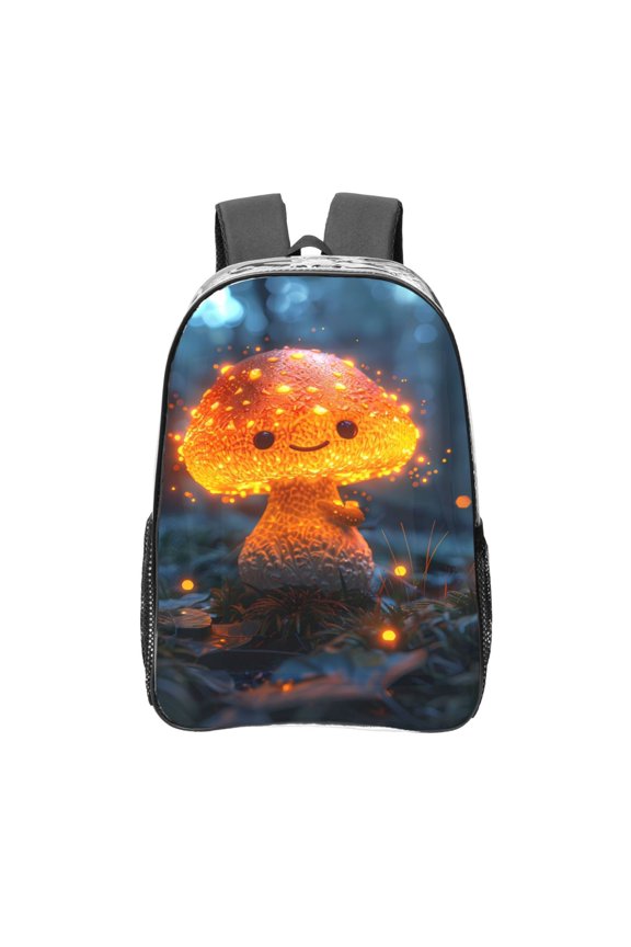 Glowing Mushroom In Forest Clear Backpack, Transparent Bookbag for School for Women Men, Capacity Clear Bag for College, Travel