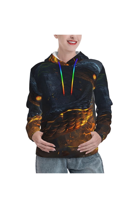 Glowing Snake Dark Forest Print Womens Oversized Hoodies Sweatshirts Hooded Pullover Tops Sweaters Casual-Small