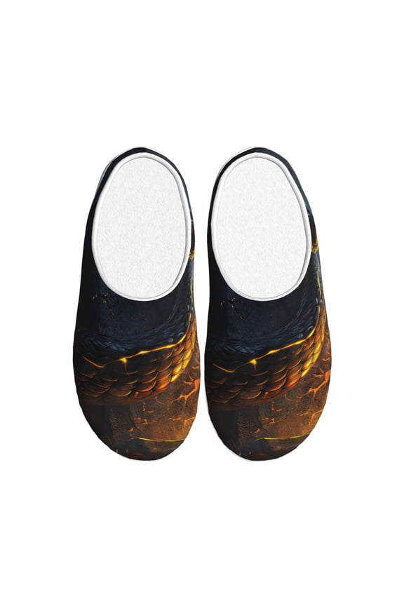 Glowing Snake Dark Forest Women's Men's Slippers Plush Slip-On House Slipper for Winter Indoor Soft Cushion Non-slip Fluffy Slides Slippers-46/47