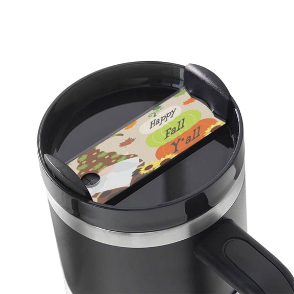 Kdxio Gnome Happy Fall Name Plate Compatible Stanley Cups Name Tag Acrylic Nameplate Tumbler Lid Topper for Cup Accessories