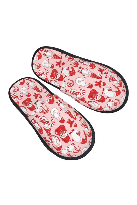 Gnome Merry Christmas Pattern Slippers for Women Memory Foam Fuzzy House Slippers Bedroom Non-slip Warm Womens Slippers
