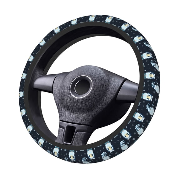 Kdxio Gnome and Snowflakes Print Elastic Stretch Steering Wheel Cover,Auto Steering Wheel Cover,15 Inch Anti-Slip,Warm in Winter and Cool in Summer,Fit Suvs,Vans Cars,Trucks