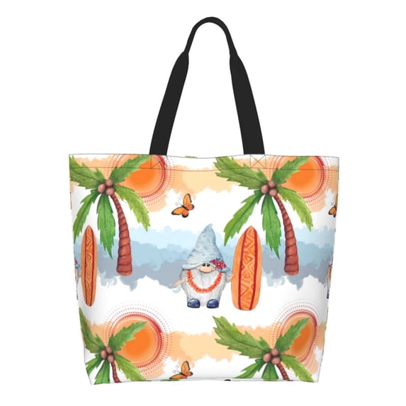 Kdxio Gnome and Surfing Casual Tote Bags Women Big Capacity Shoulder Bag for Women Travel Shoulder Bags Handbags