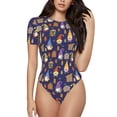 thumbnail image 1 of Kdxio Gnomes And Houses for Women's Short-Sleeved Onesie Stylish Round Neck Pajamas Bodysuit Jumpsuit Nightwear-Large, 1 of 7