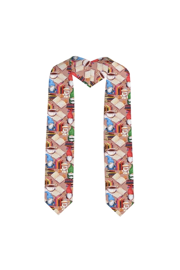 Gnomes Books Tea Cups Graduation Stole Class, Graduation Sash, Unisex Adult 36" Academic Commencements-Sharp Corner