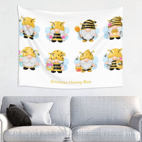 Kdxio Gnomes Honey Bee Wall Hanging Tapestries Banner For Bedroom College Dorm Home Living Room Party Decor 29X37 In