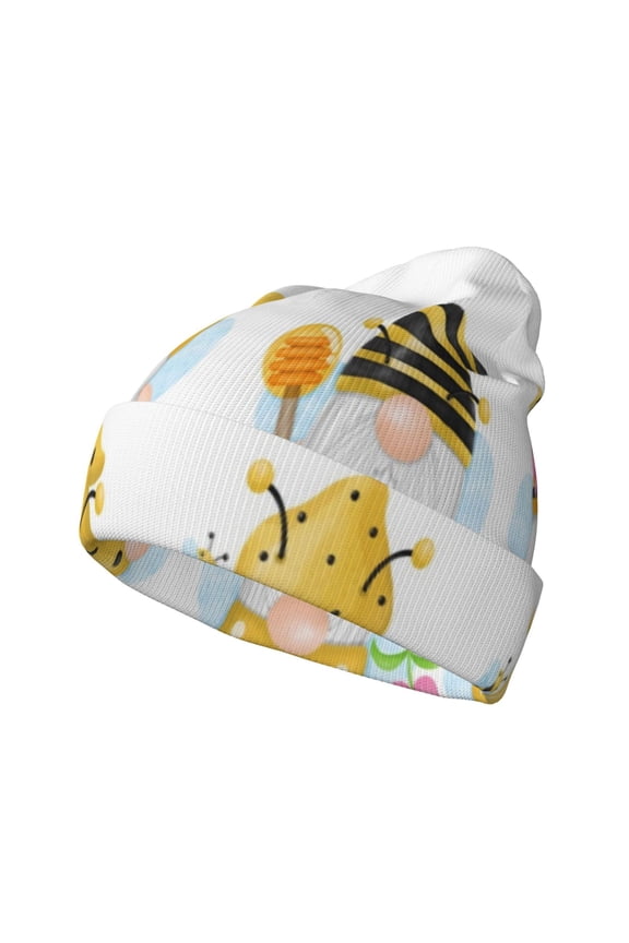 Gnomes Honey Bee Winter Beanie for Men Women Beanie Knit Hat Cuffed Cap Beanie Knit Chunky Snow Cap