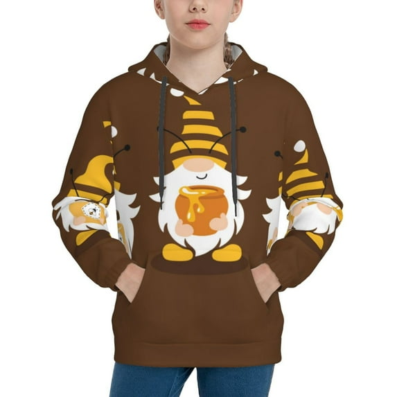 Kdxio Gnomes With Honey Pattern Boys Athletic Unisex Boys Girls Hoodie with Pocket Sweatshirts-X-Large