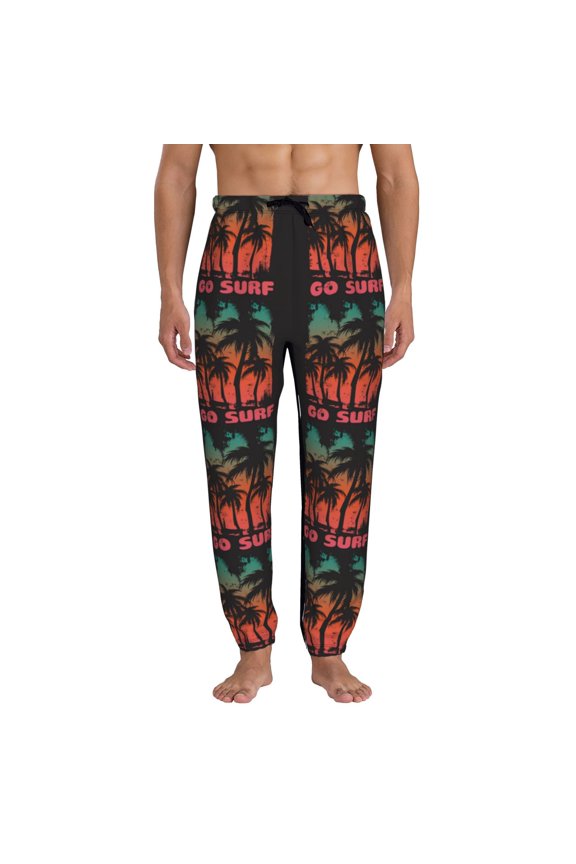 Go Surfer Pattern Joggers,Sweatpants for Men with Pockets-Large