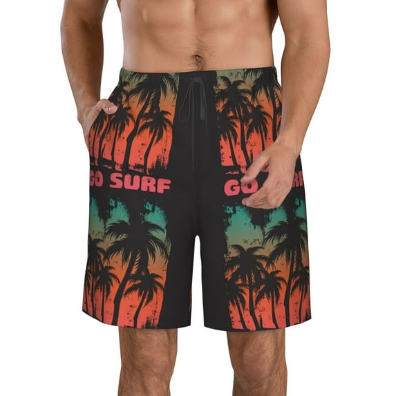 Kdxio Go Surfer Pattern Mens Casual Shorts - Drawstring Summer Beach Sports Shorts for Men