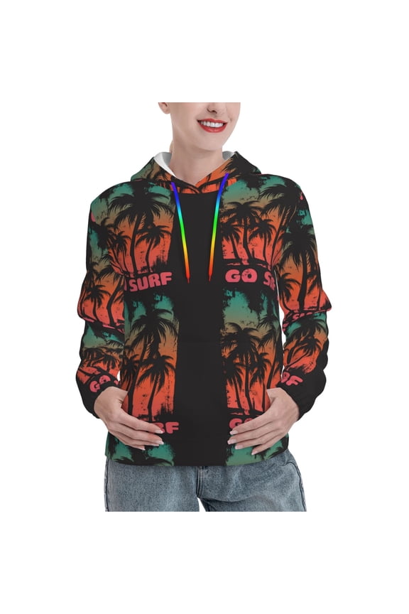 Go Surfer Print Womens Oversized Hoodies Sweatshirts Hooded Pullover Tops Sweaters Casual-XX-Large