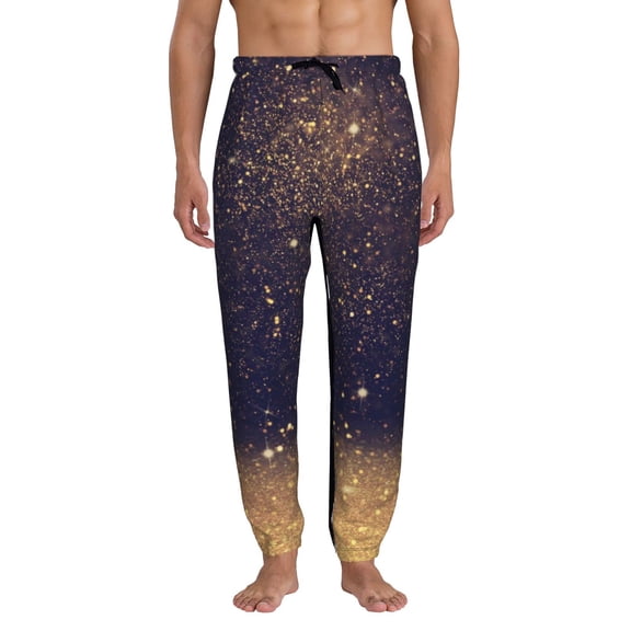 Kdxio Gold Black Glitter Pattern Joggers,Sweatpants for Men with Pockets-X-Large