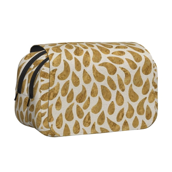 Kdxio Gold Drops for Double Compartment Pen Case Oxford Organizer with Zipper Pockets for Students Artists