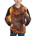 thumbnail image 1 of Kdxio Gold Flame Pattern Wolf Pattern Boys Athletic Unisex Boys Girls Hoodie with Pocket Sweatshirts-Large, 1 of 6