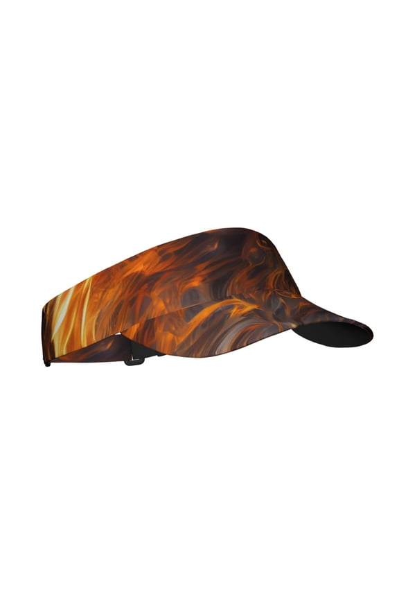 Gold Flame Pattern Wolf Print Sun Visor Hat Golf Visor Adjustable Velcro Outdoor Sports Cap for Men Women