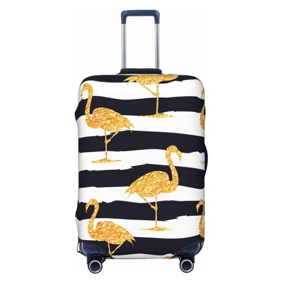 Kdxio Gold Flamingo Pattern Luggage Cover for Travel,Elastic and Durable,Fits 18-32 Inch,Anti-Scratch Suitcase Protector