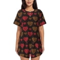 thumbnail image 1 of Kdxio Gold Glitter Heart Print Pajamas Sets for Women Short-Sleeved Pjs with Lounge Shorts Two Piece Sleepwear S-4XL, 1 of 8