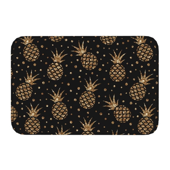 Kdxio Gold Glitter Pineapples,16" x 24", Non-Slip Front Door Mats,Outdoor Welcome Mat Washable