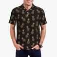 thumbnail image 1 of Kdxio Gold Glitter Pineapples Print Men's Short Sleeve Polo Shirt,Midweight Men's Shirt, 1 of 6