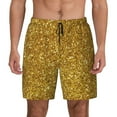 thumbnail image 1 of Kdxio Gold Glitter Print Men'S Swim Trunks With Compression Liner 7 Inch Inseam Quick Dry Swim Shorts, 1 of 7