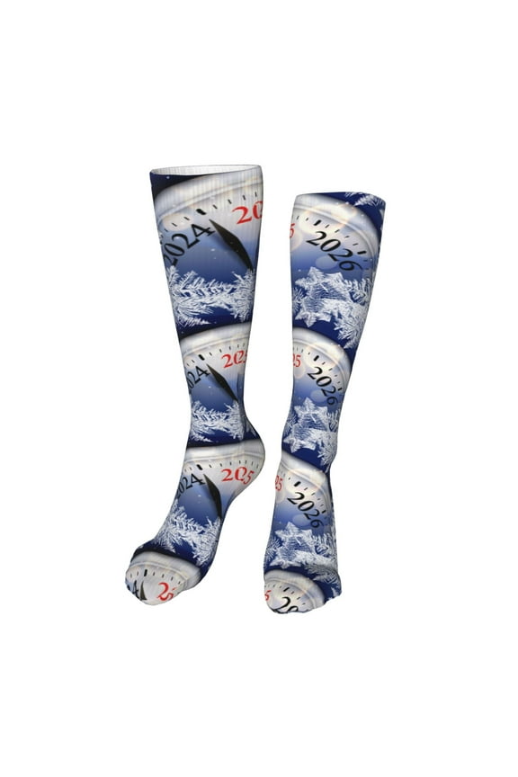 Gold Glitter Shining In Light With 2025 Funny Silky Novelty Funky Long Knee High Socks Soft 3D Print Cosplay Crazy Stockings for Men Women