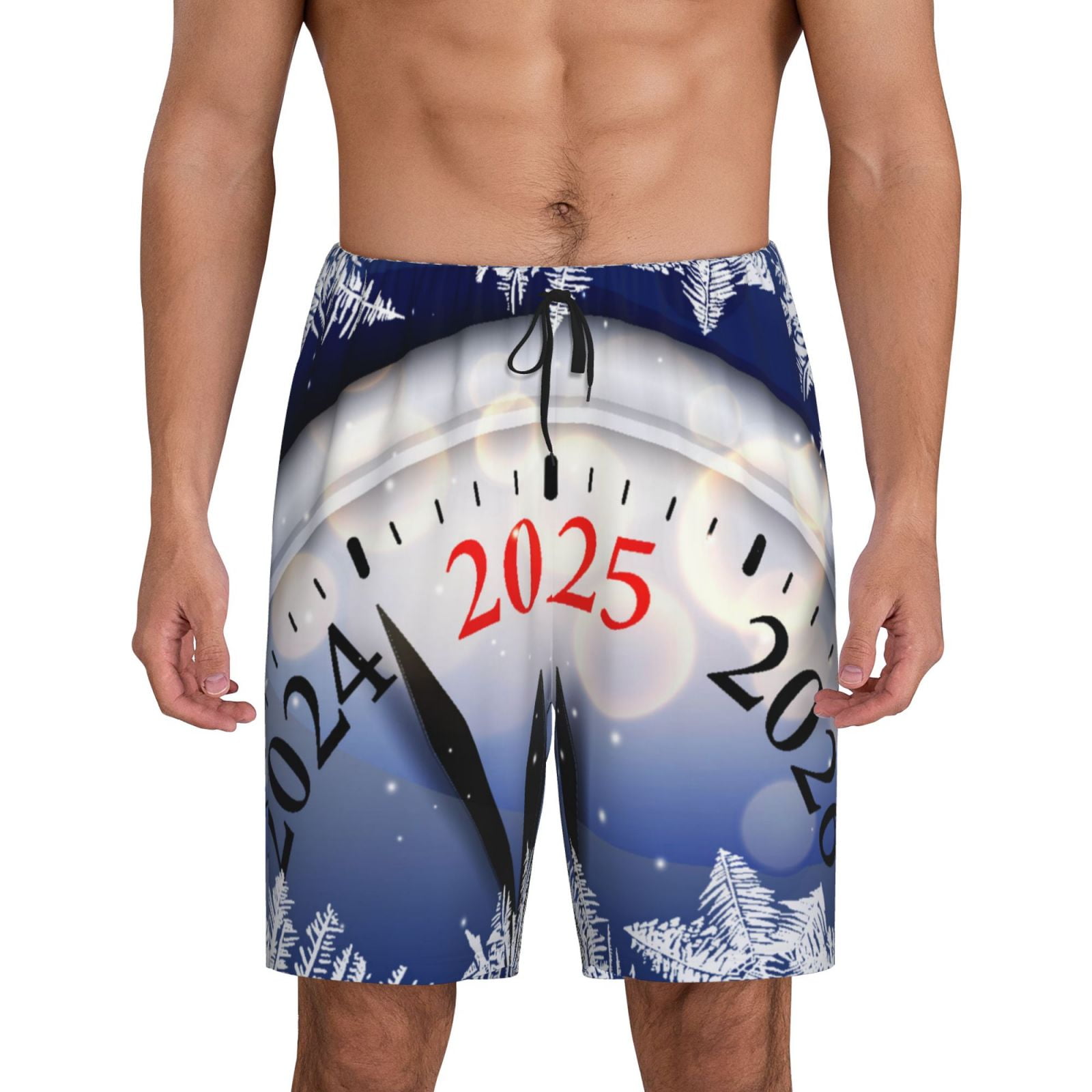 Kdxio Gold Glitter Shining In Light With 2025 Print Mens Sleep Shorts Bottoms Soft Comfy Pajama