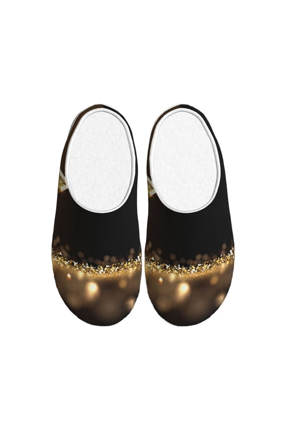 Gold Glittering Stars Women's Men's Slippers Plush Slip-On House Slipper for Winter Indoor Soft Cushion Non-slip Fluffy Slides Slippers-13