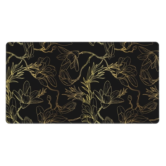 Kdxio Gold Gloss Outline Floral Print Large Gaming Mouse Pad,Non-Slip Base,Water Resist Keyboard Pad for Gamer,Office & Home,29.5 x 15.8 in