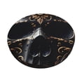 thumbnail image 1 of Kdxio Gold Pattern Black Skull Print Stool Covers Round,Stretch Round Bar Stool Covers Washable Bar Stool Cushion Slipcover for 12-15 Inch Chair, 1 of 5