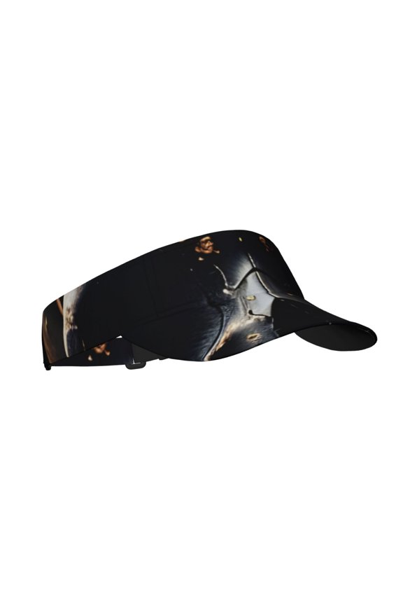 Gold Pattern Black Skull Print Sun Visor Hat Golf Visor Adjustable Velcro Outdoor Sports Cap for Men Women