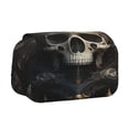 thumbnail image 1 of Kdxio Gold Pattern Skull for Double Compartment Pen Case Oxford Organizer with Zipper Pockets for Students Artists, 1 of 7