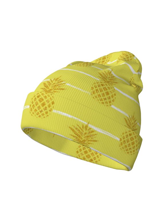Gold Pineapple Winter Beanie for Men Women Beanie Knit Hat Cuffed Cap Beanie Knit Chunky Snow Cap