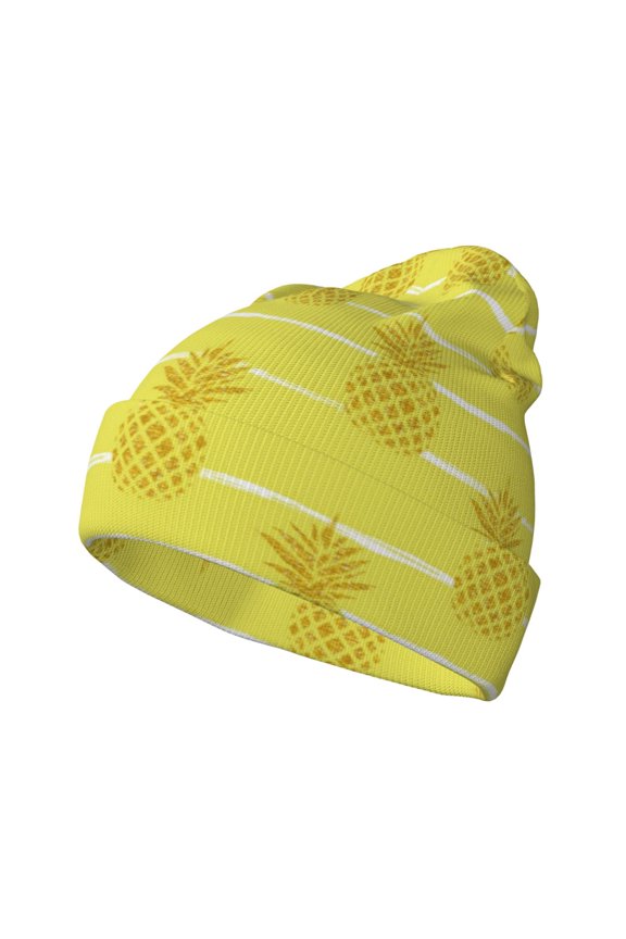 Gold Pineapple Winter Beanie for Men Women Beanie Knit Hat Cuffed Cap Beanie Knit Chunky Snow Cap