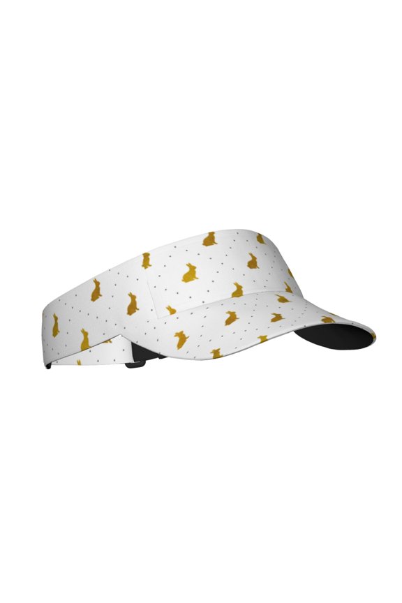 Gold Rabbit Print Sun Visor Hat Golf Visor Adjustable Velcro Outdoor Sports Cap for Men Women