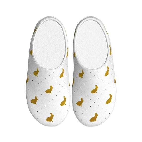 Kdxio Gold Rabbit Women's Men's Slippers Plush Slip-On House Slipper for Winter Indoor Soft Cushion Non-slip Fluffy Slides Slippers-37/38