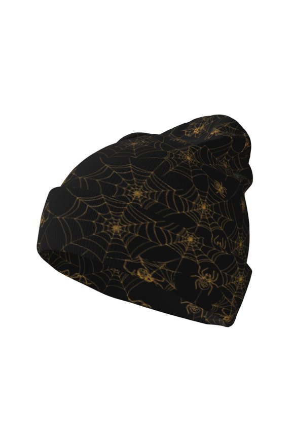 Gold Spiders And Cobwebs Winter Beanie for Men Women Beanie Knit Hat Cuffed Cap Beanie Knit Chunky Snow Cap