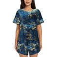 thumbnail image 1 of Kdxio Golden Blue Mountains Print Pajamas Sets for Women Short-Sleeved Pjs with Lounge Shorts Two Piece Sleepwear S-4XL, 1 of 5