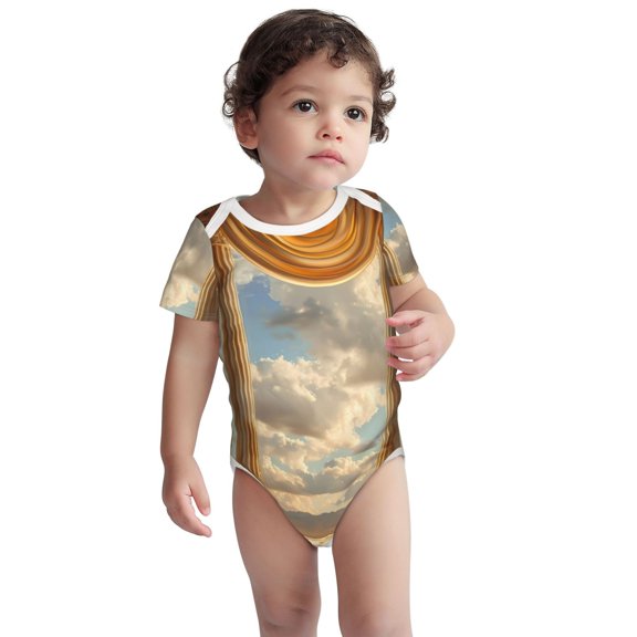 Kdxio Golden Drapes Pillars Clouds Pattern Unisex Baby Cotton Short Sleeve Bodysuits-3 Months