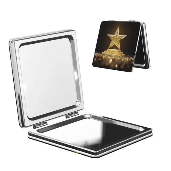 Kdxio Golden Glitter And Light Pocket Mirror, 1X/2X Travel Makeup Mirror 2-Sided Folding Small Mirror Portable Double-Sided Magnifying Cosmetic Mirror for Gift-Square