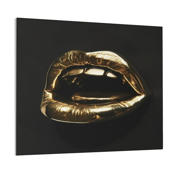 Kdxio Golden Lips Modern Sculpture Pattern Canvas Wall Art for Living Room Wall Decor for Bedroom Bathroom Modern Framed Canvas Art Prints Ready to Hang,Horizontal